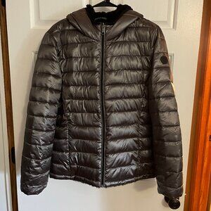 Andrew Marc Ladies Faux Fur Lined Hooded Full Zip Puffer Coat Size L